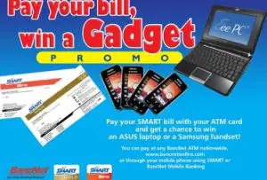 promo image for smart bill payment, offering a chance to win a laptop when you pay your smart bill through bancnet