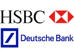 hong kong and shanghai bank (hsbc) and deutsche bank logos as they join bancnet for enhanced banking services
